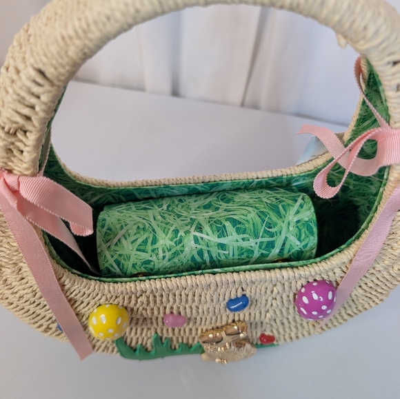 Betsey Johnson On The Hunt Wicker Easter Basket Bag With Bunny - Picture 6 of 8